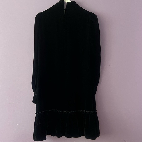 Kate Spade Velvet Bow Tie Neck Ruffle Dress - Picture 9 of 11